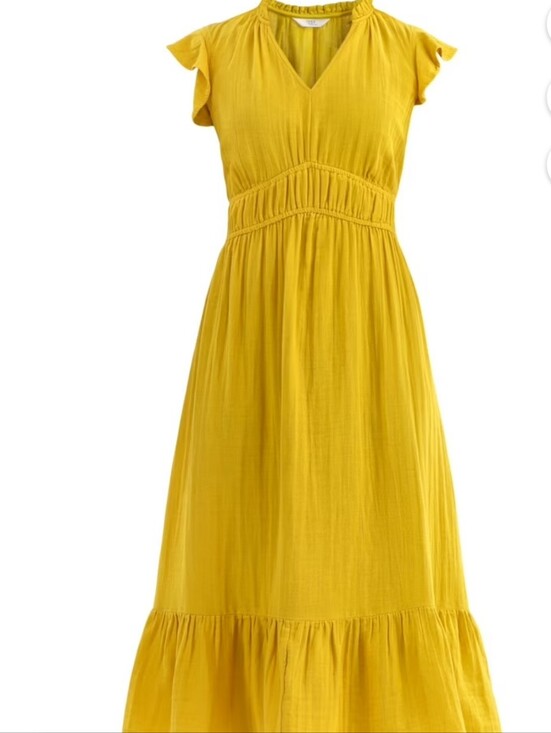 Time and Tru Dresses & Skirts - NWT Time and Tru 100% Cotton Yellow Flutter Sleeve Midi Dress